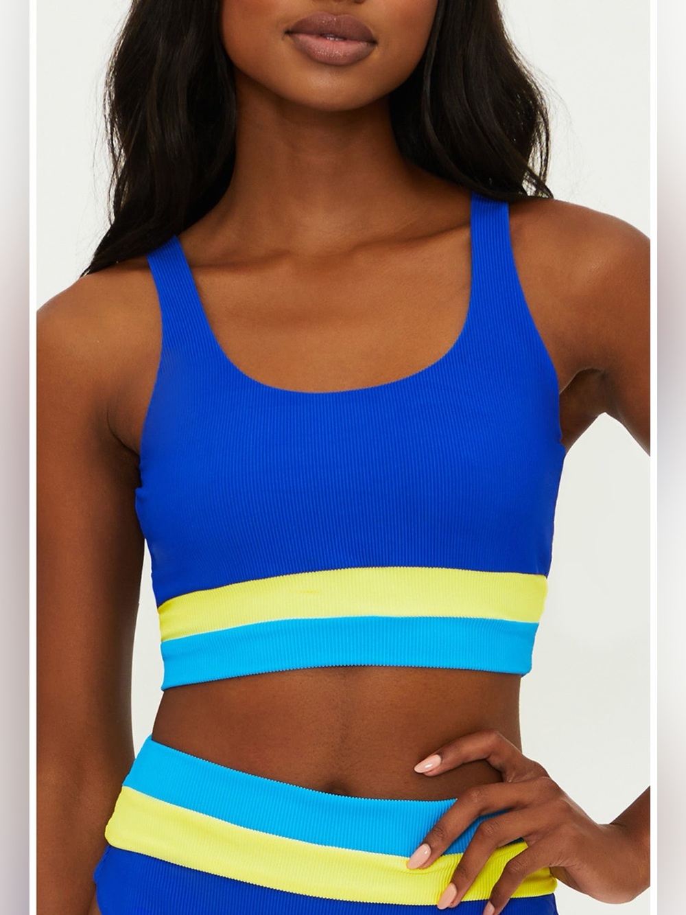 New! Beach Riot Mackenzie Top Riviera Blue Colorblock Size Medium 34153